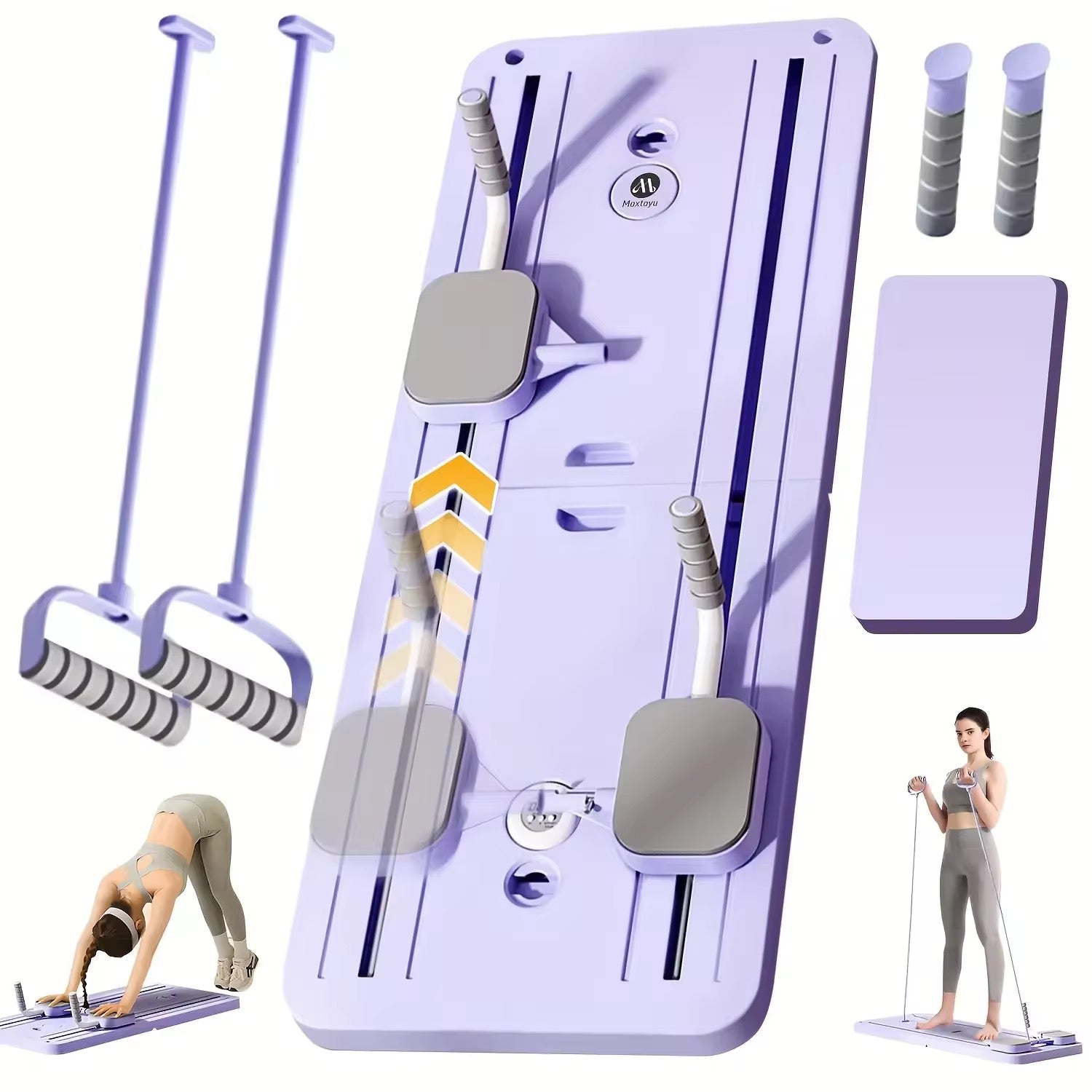 6 in 1 Multifunctional Abdominal Board, Upgraded Ab Roller Wheel Training Board With Elbow Support, High Strength Pilates Equipment Portable Fitness Board For Women Men