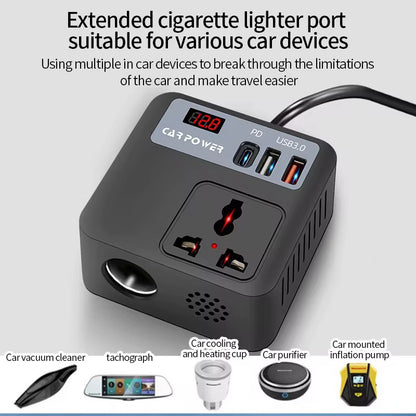 12V to 220V Car Power Inverter with Type C