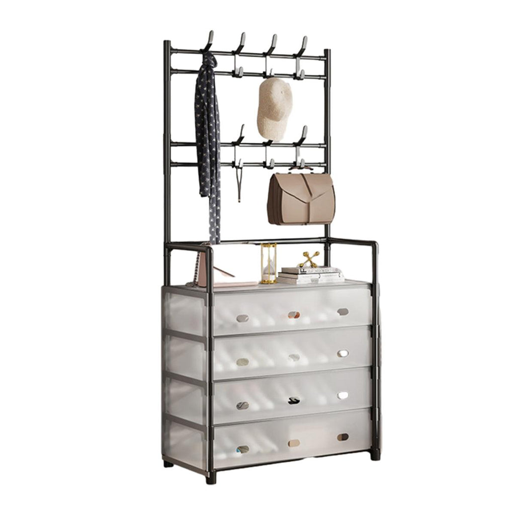 5-Layer Hall Tree with Metal Coat Rack Shoe Rack Entryway Storage Organizer Home