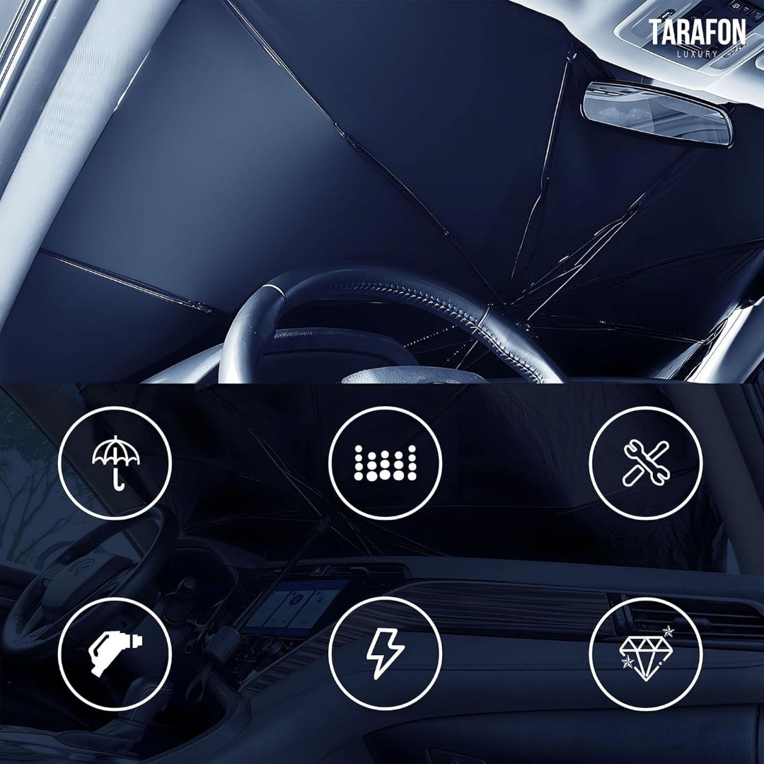 Car Windshield Sunshade Cover, Folding Car Sunshade Umbrella for Windshield, Blocks Harmful Ultraviolet Rays, Protects Car Interior, Keeps Car Cool, for Cars Trucks Windshield Covers