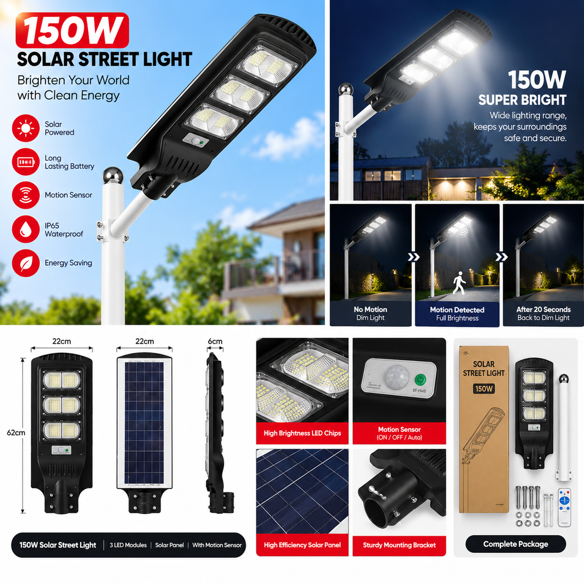 150W Solar Street light with remote