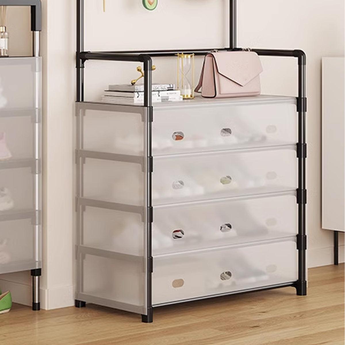 5-Layer Hall Tree with Metal Coat Rack Shoe Rack Entryway Storage Organizer Home