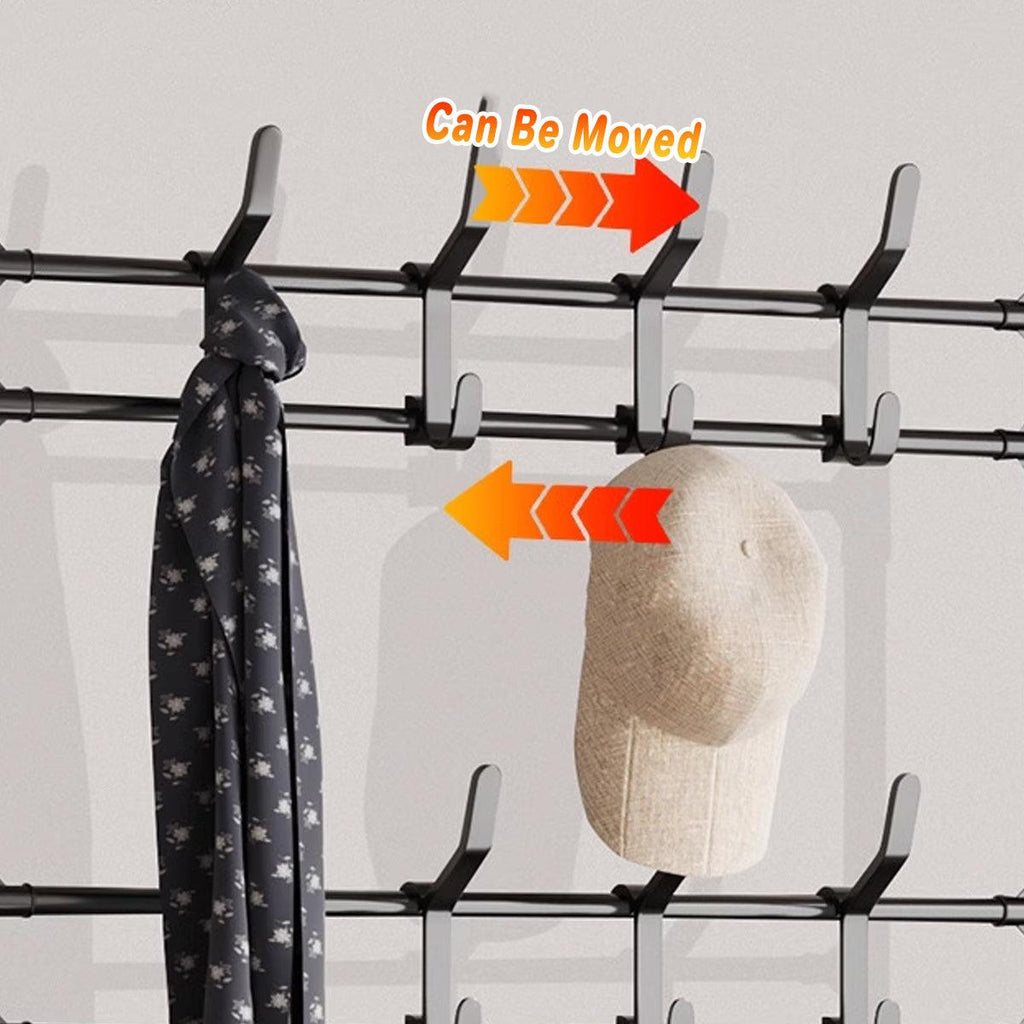 5-Layer Hall Tree with Metal Coat Rack Shoe Rack Entryway Storage Organizer Home