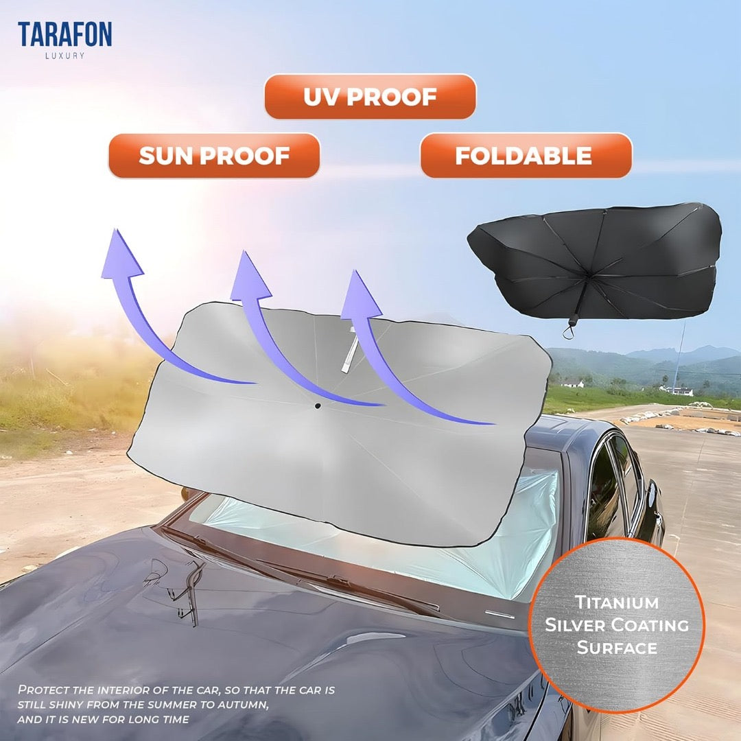 Car Windshield Sunshade Cover, Folding Car Sunshade Umbrella for Windshield, Blocks Harmful Ultraviolet Rays, Protects Car Interior, Keeps Car Cool, for Cars Trucks Windshield Covers