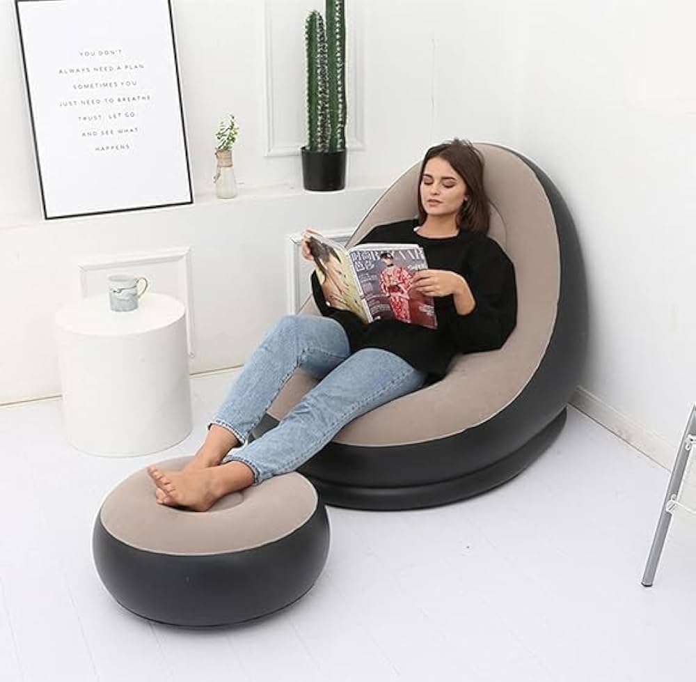 Inflatable Chair and foot rest with free pump