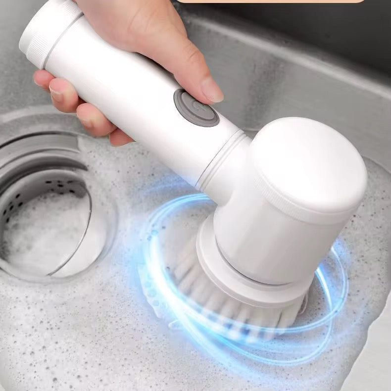 Electric Cleaning Brush Cleaning Brush Spin Scrubber Portable Wireless Rechargeable with 3 able Brush Heads for Kitchen Bathroom Wall Window Corners, White