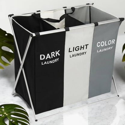 Laundry Basket 3 Section Foldable dirty Hamper