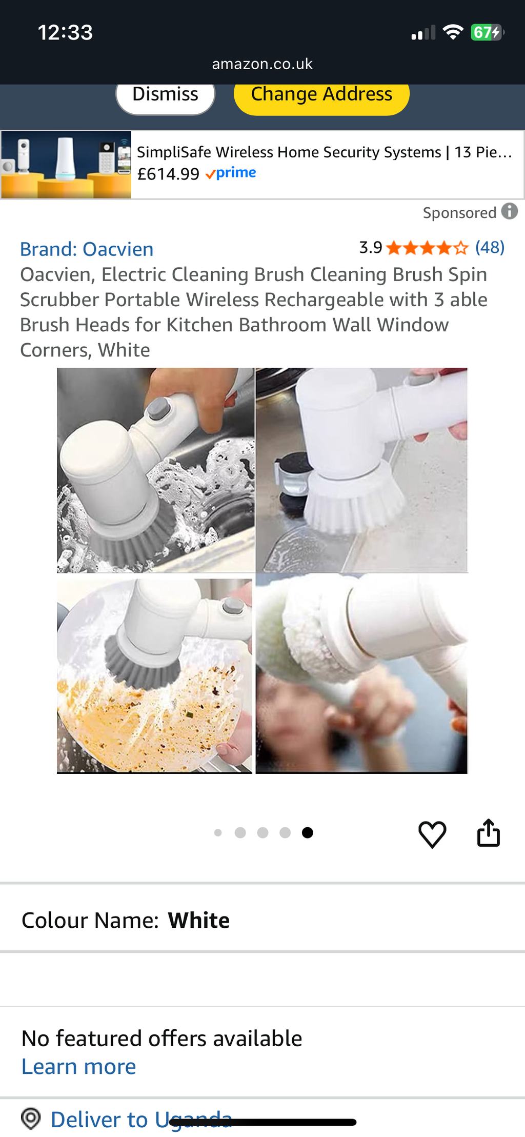 Electric Cleaning Brush Cleaning Brush Spin Scrubber Portable Wireless Rechargeable with 3 able Brush Heads for Kitchen Bathroom Wall Window Corners, White