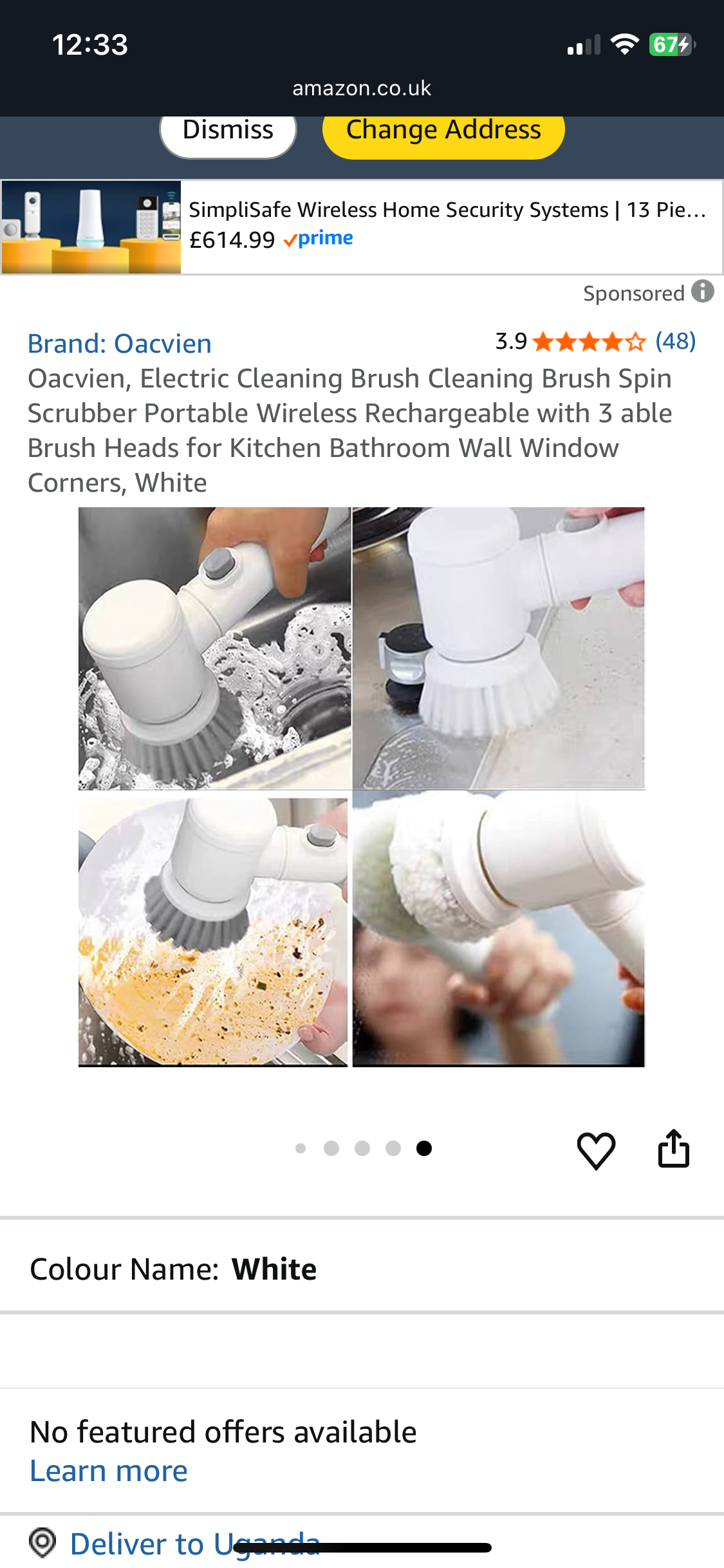 Electric Cleaning Brush Cleaning Brush Spin Scrubber Portable Wireless Rechargeable with 3 able Brush Heads for Kitchen Bathroom Wall Window Corners, White