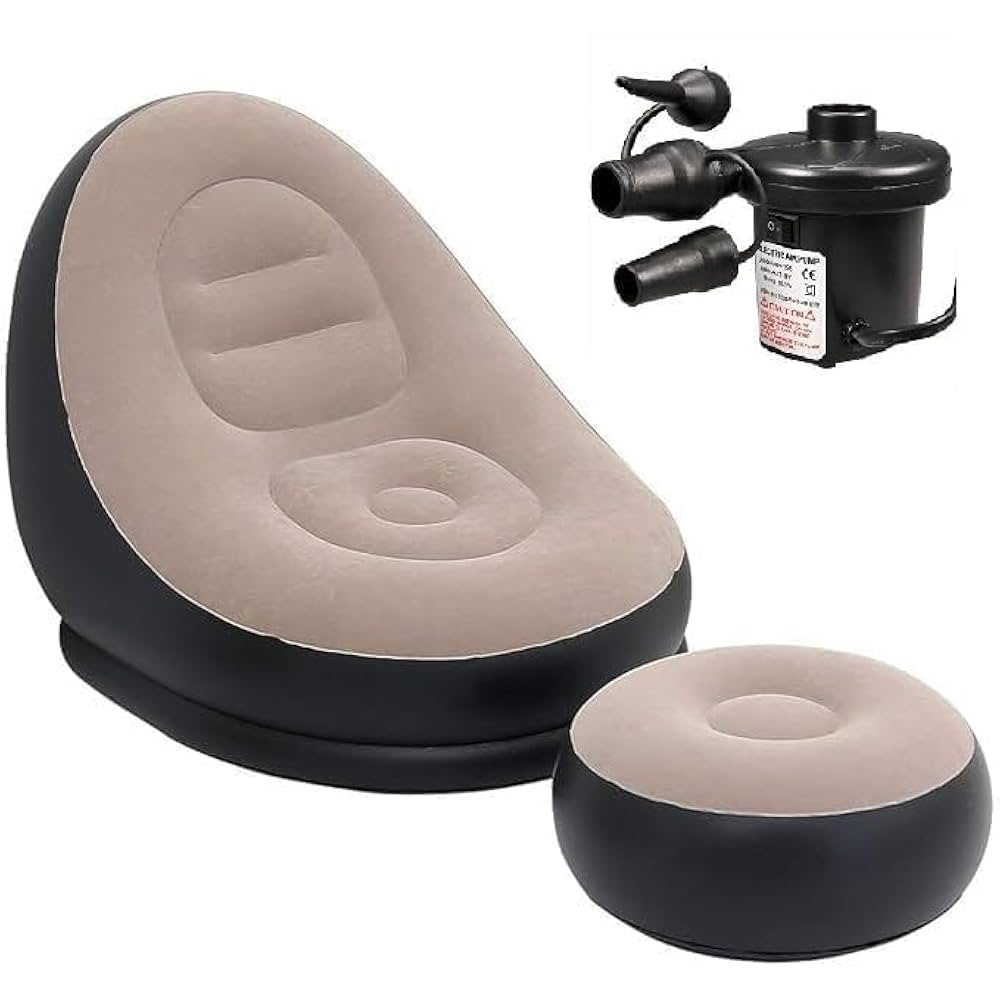Inflatable Chair and foot rest with free pump